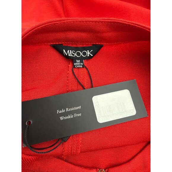 Misook Women Flame Red / Orange Full Front Zip -Up Knit Duster/ Dress Size M - Picture 8 of 9